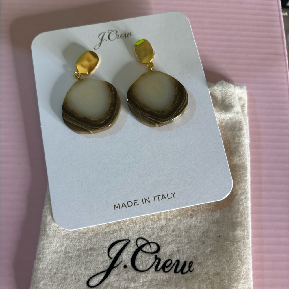J. Crew medium acrylic earrings cream and brown